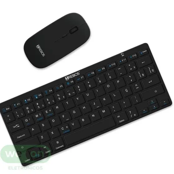 Kit Teclado Sem Fio E Mouse Sem Fio Hrebos Hs-750 K - Preto