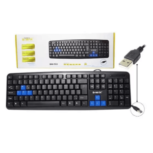 Teclado B-MAX BM-T01, ABNT, Com fio USB, Cor preto com Azul,